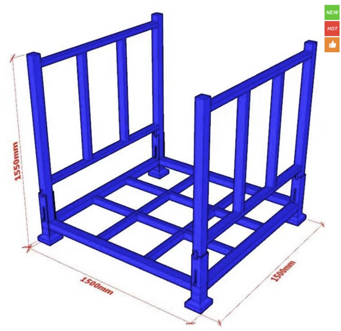 강철 팔레트 상자의 크기